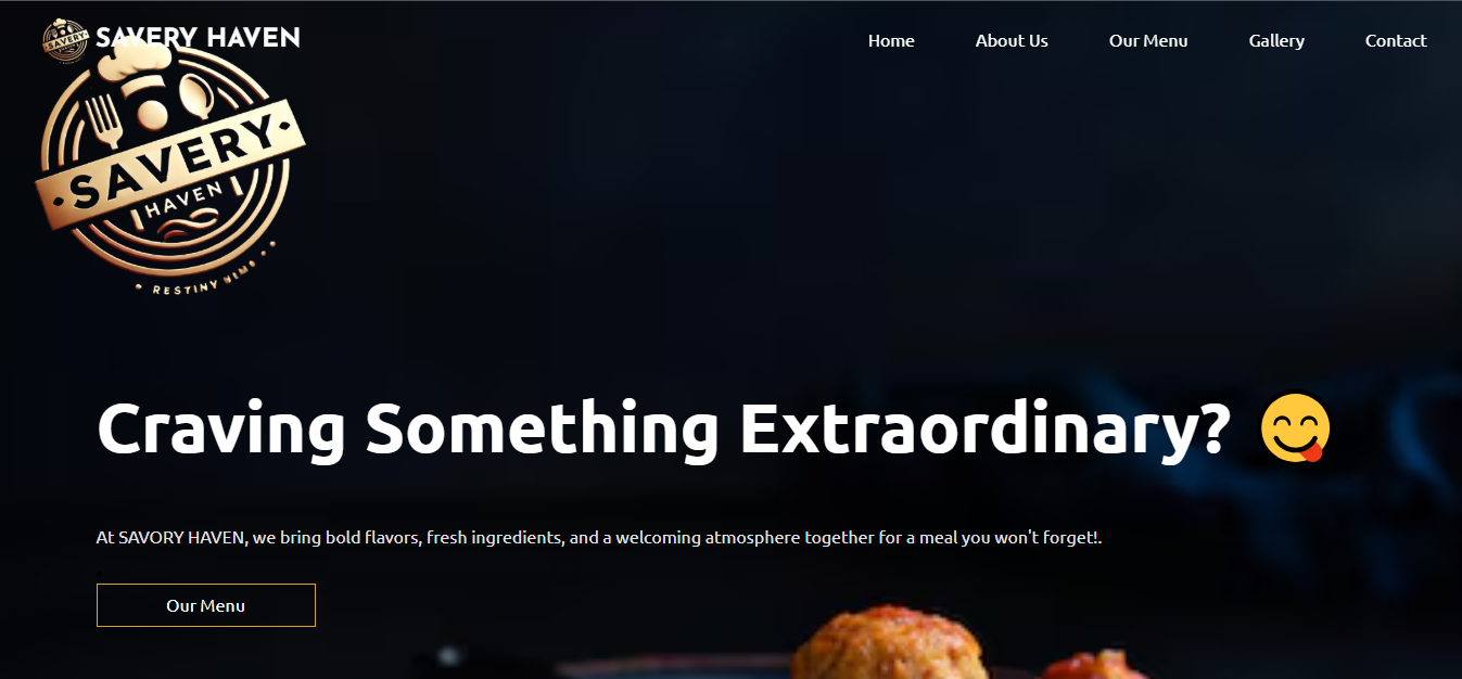 Savery Haven restaurant website project